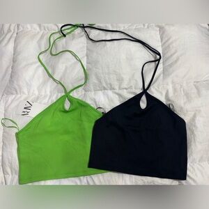 Zara Vibrant Green Halter Crop Tops BUNDLE 1 new 1 only worn once 🤩